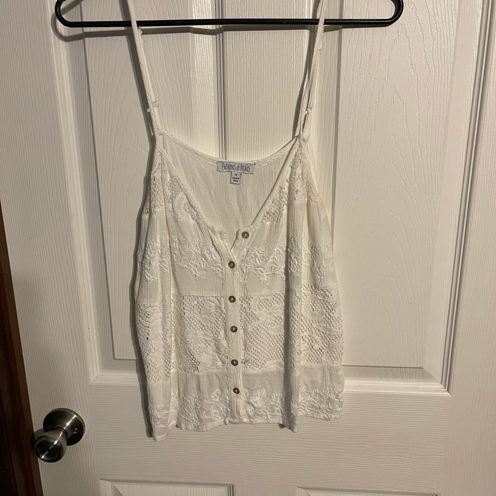 Patrons of peace crop tank top. Size M